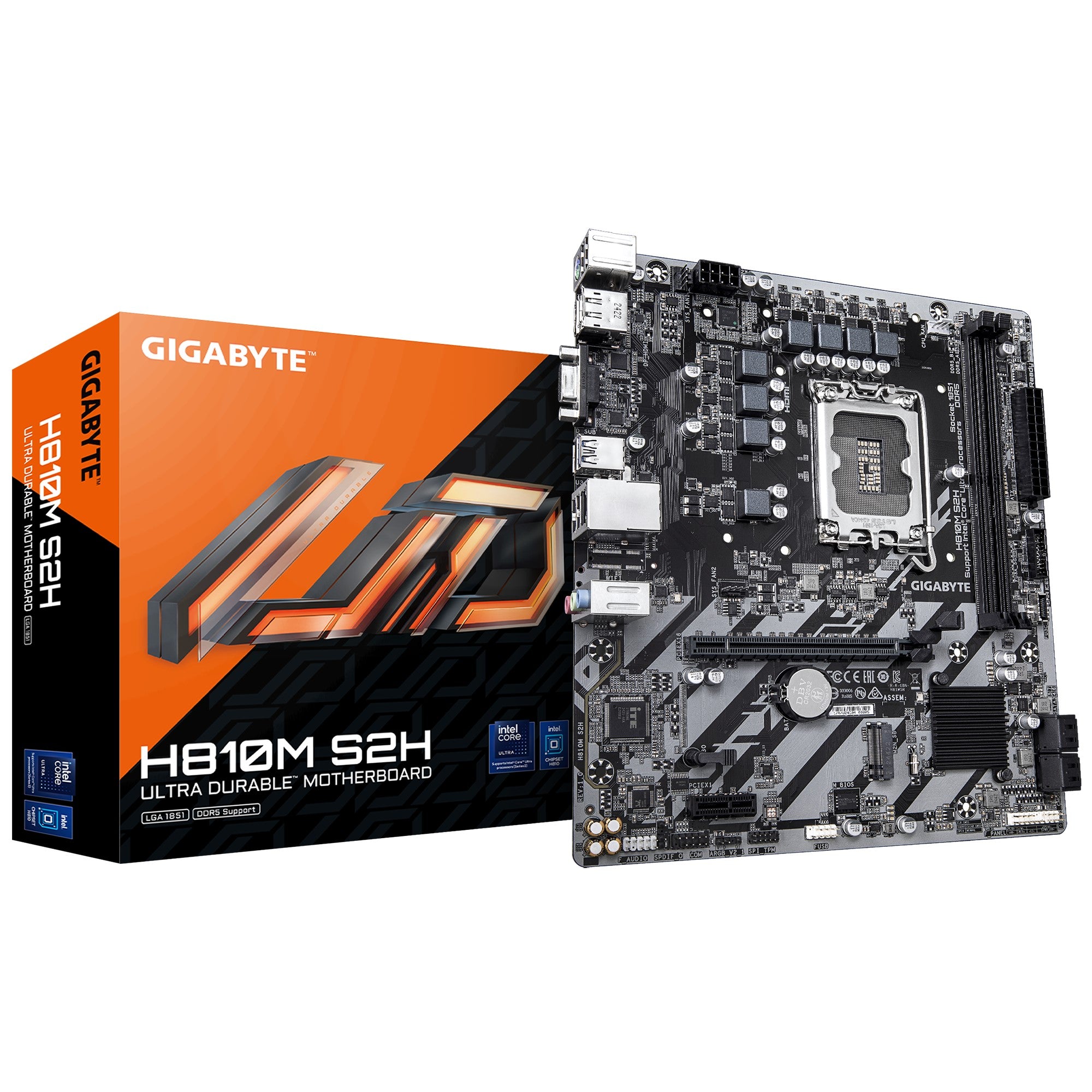Gigabyte H810M S2H  Intel LGA 1851 ATX Motherboard, 2x DDR5 ~128GB, 1x PCI-E x16, 1x PCI-E x1, 1x M.2, 4x SATA, 3x USB 3.2, 3x USB 2.0 Gigabyte H810M S2H  Intel LGA 1851 ATX Motherboard, 2x DDR5 ~128GB, 1x PCI-E x16, 1x PCI-E x1, 1x M.2, 4x SATA, 3x USB 3.2, 3x USB 2.0